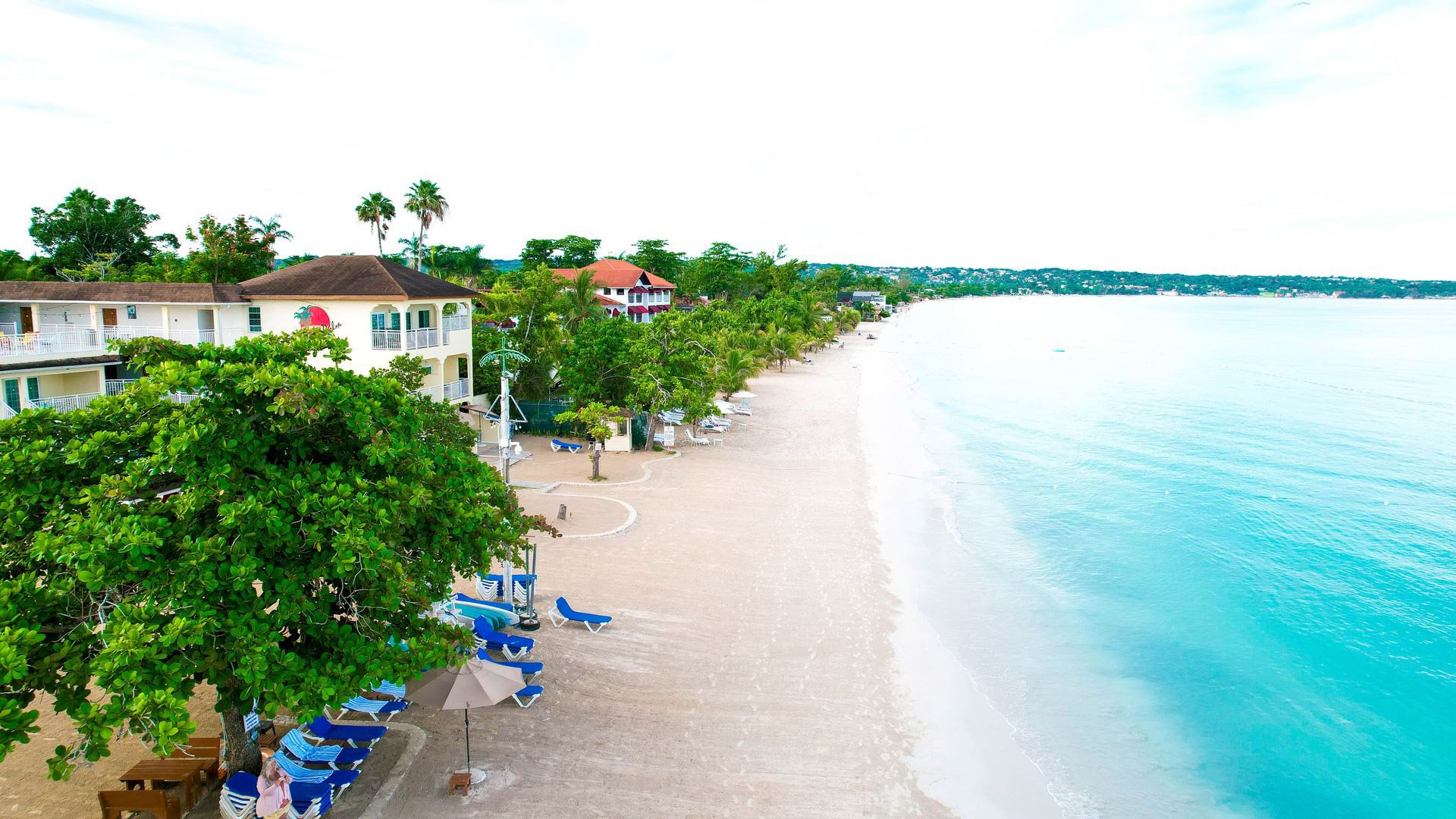 Aerial view of CocoLaPalm and Seven Mile Beach